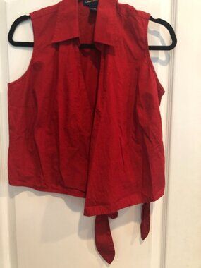 Charter Club Red Sleeveless Wrap Tie Shirt - Size 10